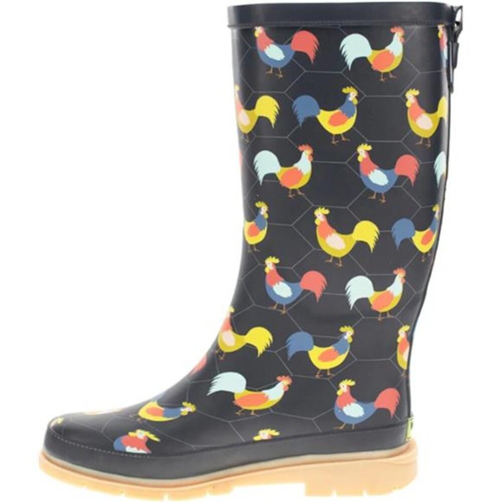NEW Women's Unique Printed Tall 100% Waterproof Rain Boot Adjustable Strap